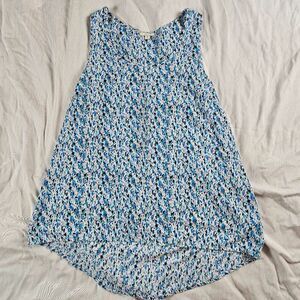 Pleione XL Womens Tank Sleeveless Blouse Blue White Pattern Shirt Top Nordstrom